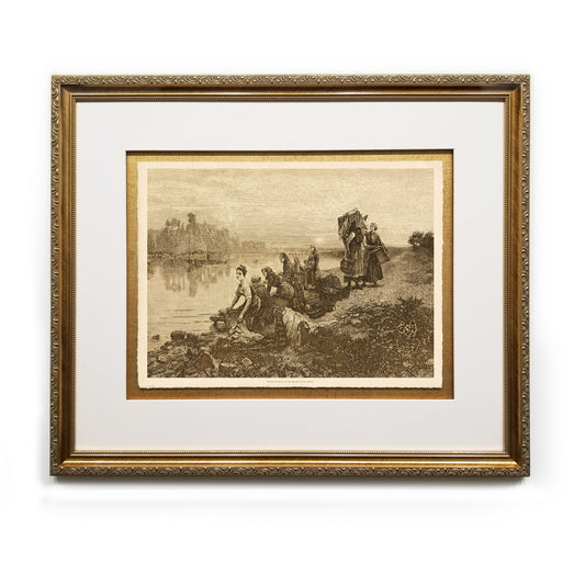 Washerwomen on the Banks of the Seine Framed Fine Art Prints Gifts Antique Europe Wall Art