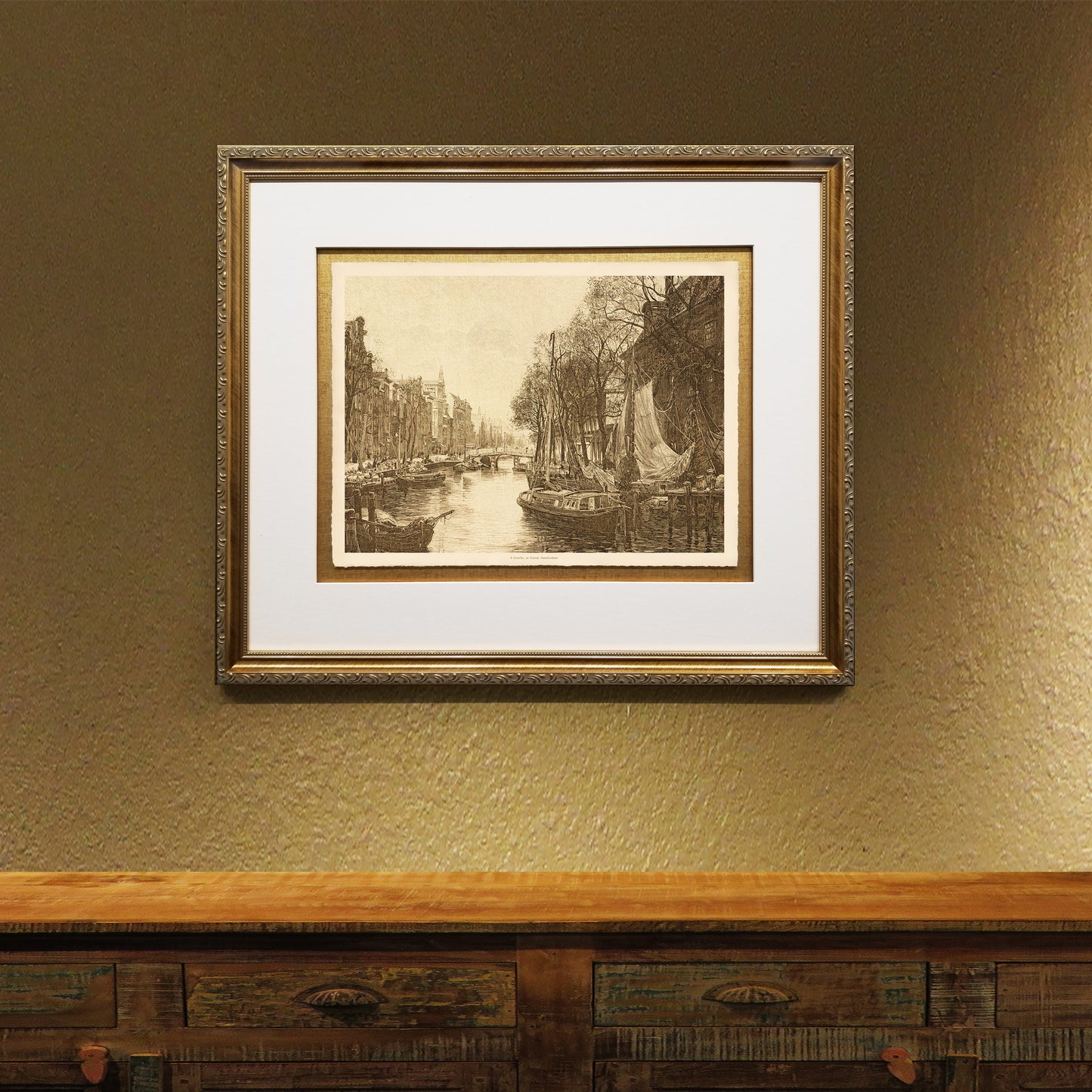 A Gracht, or Canal, Amsterdam Framed Fine Art Prints Gifts Antique Europe Wall Art