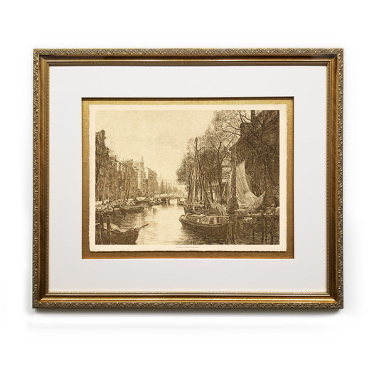 A Gracht, or Canal, Amsterdam Framed Fine Art Prints Gifts Antique Europe Wall Art
